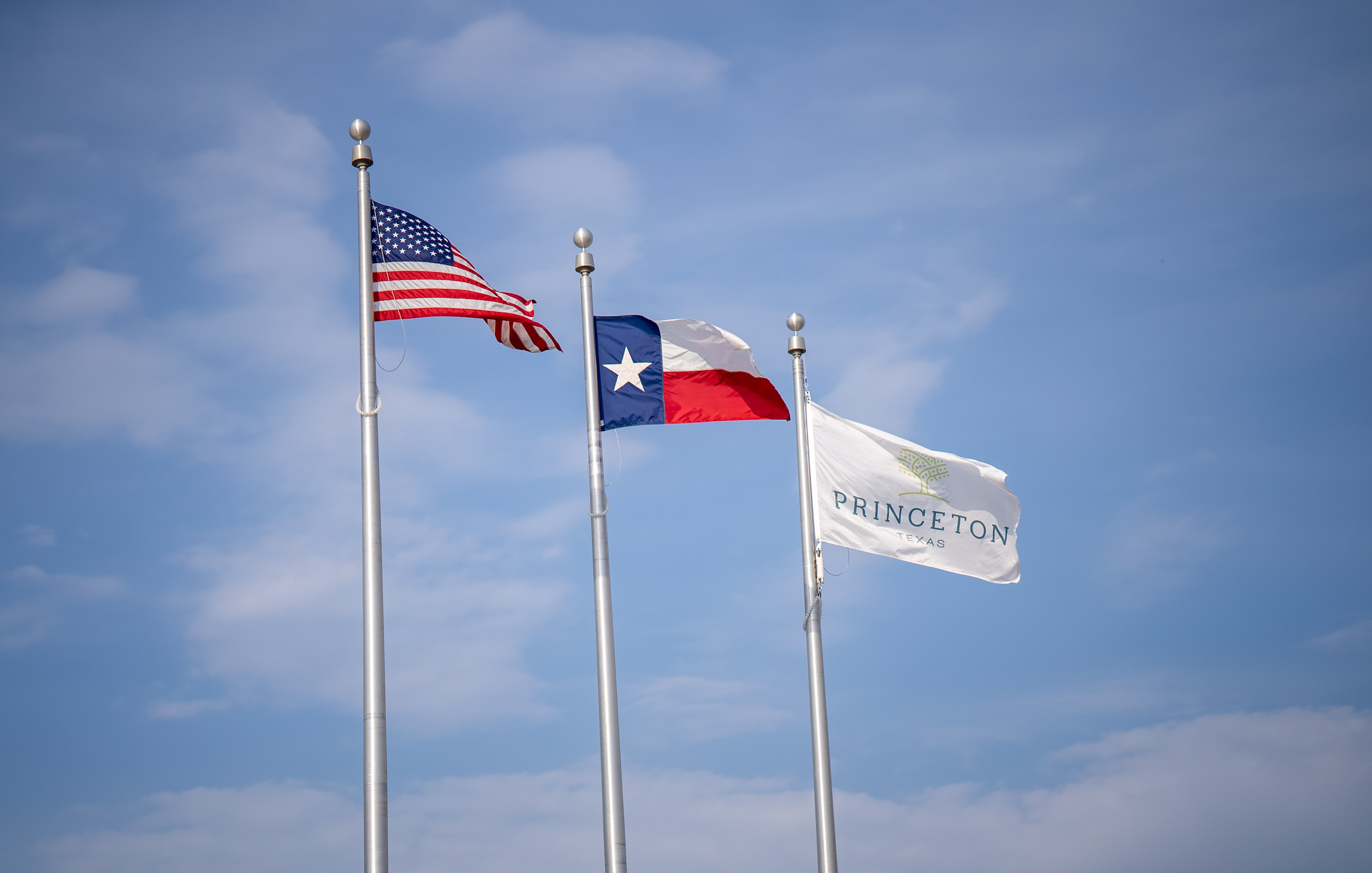 American flag, texas flag annd princeton flag